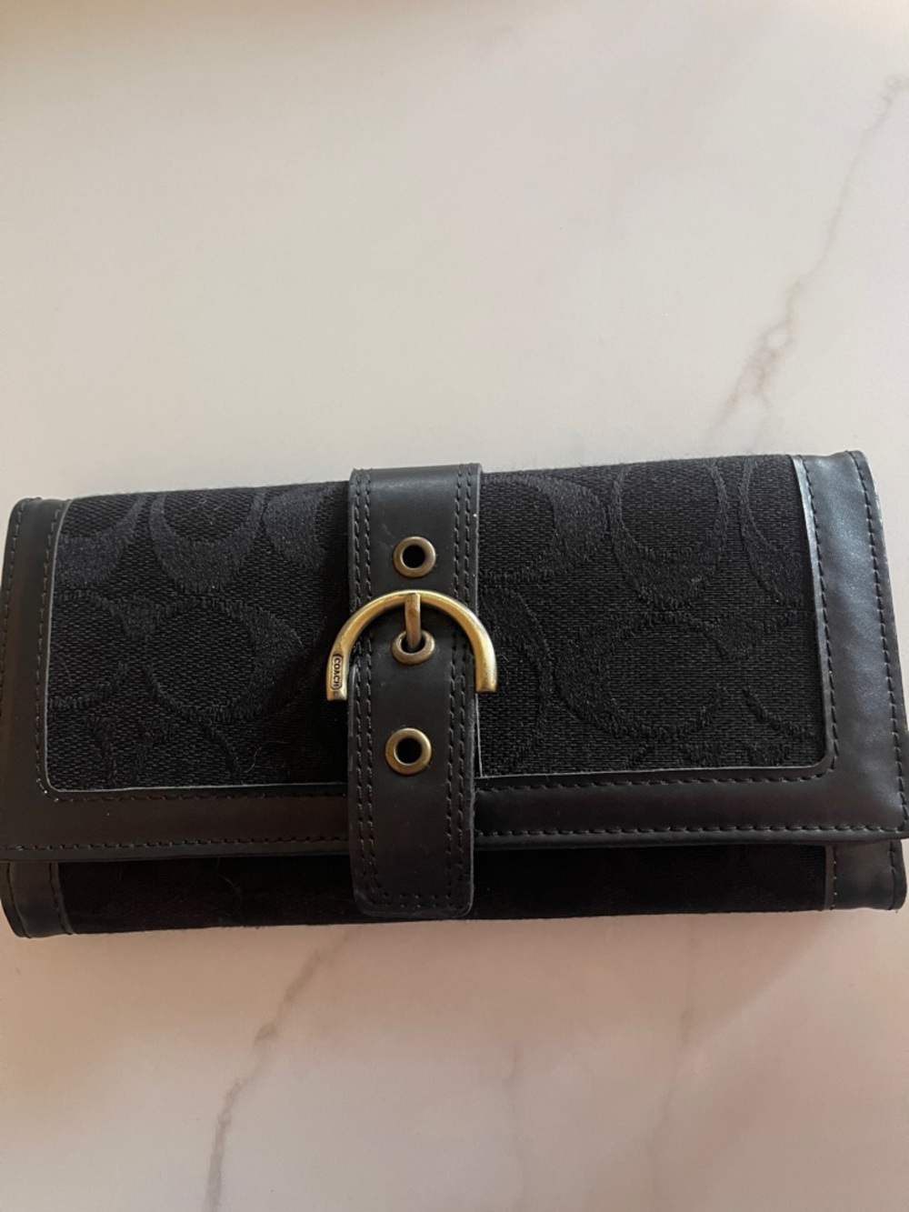 Coach vintage buckle Classic Black Signature Wallet
